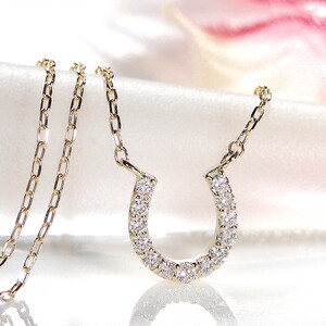 K10YG馬蹄ダイヤモンドネックレス(Fph013)