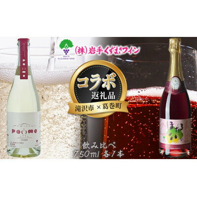 【ふるさと納税】岩手　葛巻町×滝沢市　ほたるスパークリング赤と滝沢りんごワインポムシードル　飲み比べ　セット【1705604】