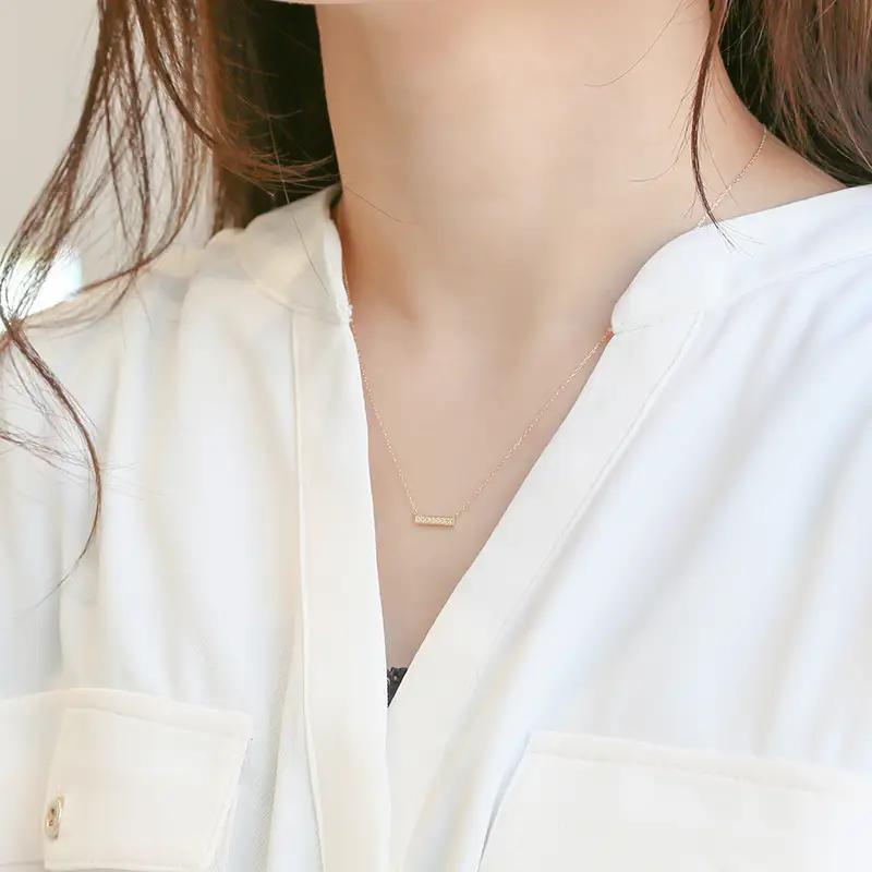【L&Co.】K10ダイヤモンドストレートバーモチーフネックレス(66-7606)
