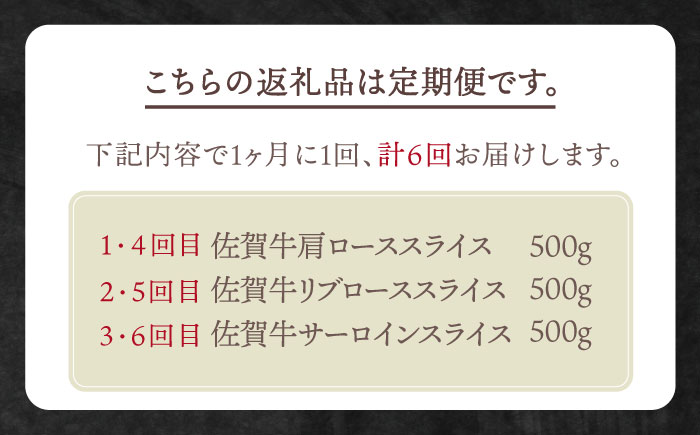 【全6回定期便】佐賀牛 月替わり 霜降りスライス定期【田中畜産牛肉店】 [HBH073]