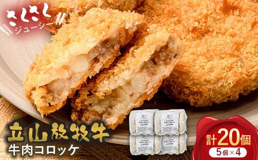 立山放牧牛 牛肉コロッケ5個×4セット カシワファーム 牛肉 おかず 惣菜 時短 冷凍 富山県 立山町 F6T-454