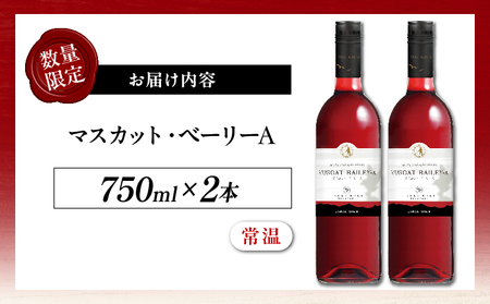 【数量限定】マスカット・ベーリーA 2本セット ワイン 酒 飲料 アルコール 国産_T014-054
