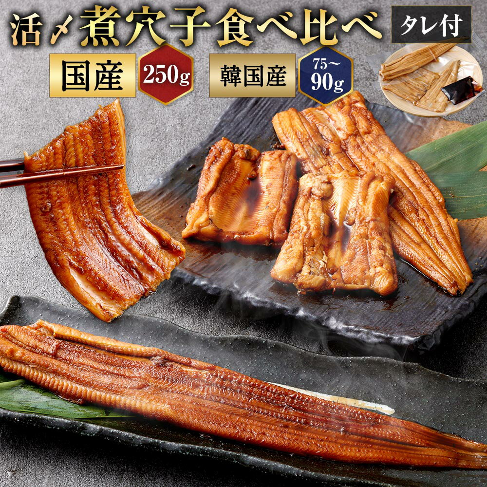 【ふるさと納税】飯田商店 活〆煮穴子（75～90g×1袋）とプレミアム煮穴子（250g×1袋） 食べ比べセット タレ（50g）付 煮穴子 煮あなご 穴子 あなご アナゴ 魚介類 水産物 惣菜 ごはんのお供 ご飯のお供 おかず冷凍 三重県 桑名市 送料無料