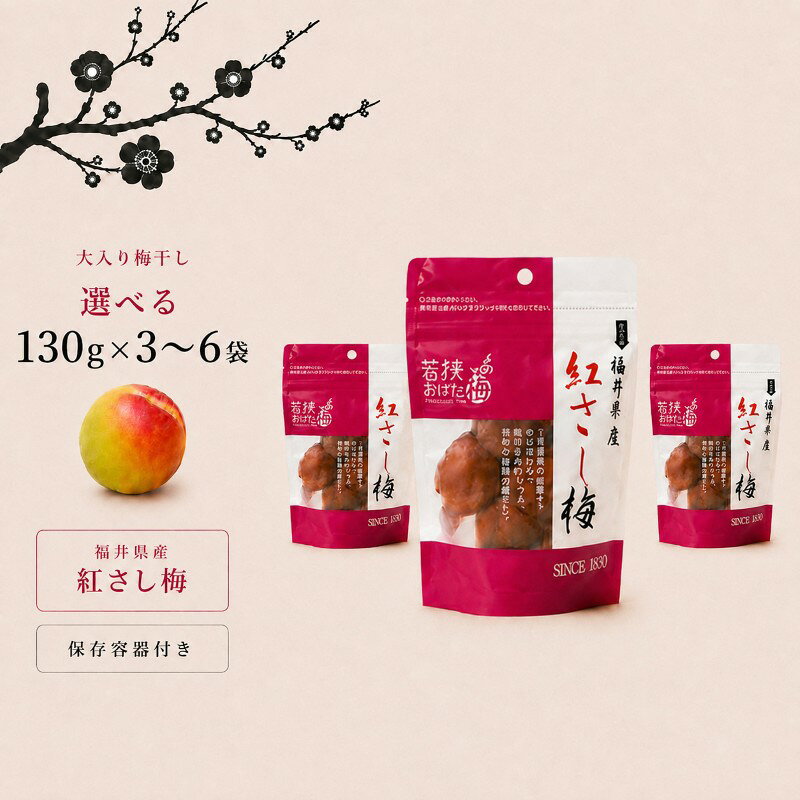 【ふるさと納税】【訳あり】大入り梅干し130g×6袋 130g×3袋【保存容器付き】 発酵食品 昔ながらの梅干し すっぱい しそ漬け 塩分18％ Lサイズ 紅映梅を使用 福井県の特産 訳ありはパッケージ変更のため