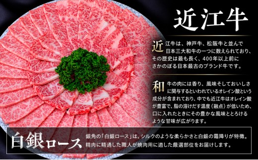 【近江牛】【定期便】白銀ロース　焼肉用　500g×3か月連続お届け　牛肉 お肉 国産 和牛 近江牛 滋賀県 米原市 ※初回は12月