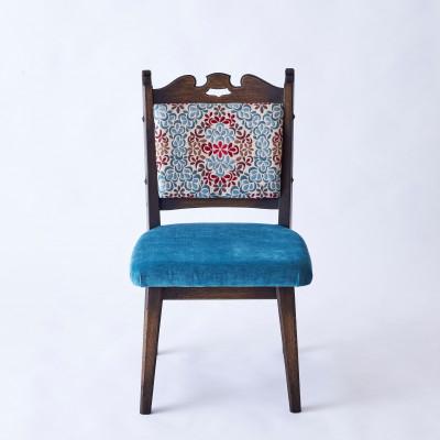 ふるさと納税 神戸市 創業150年老舗洋家具屋の小椅子ポロチェア【Turquoise flower/Low type】