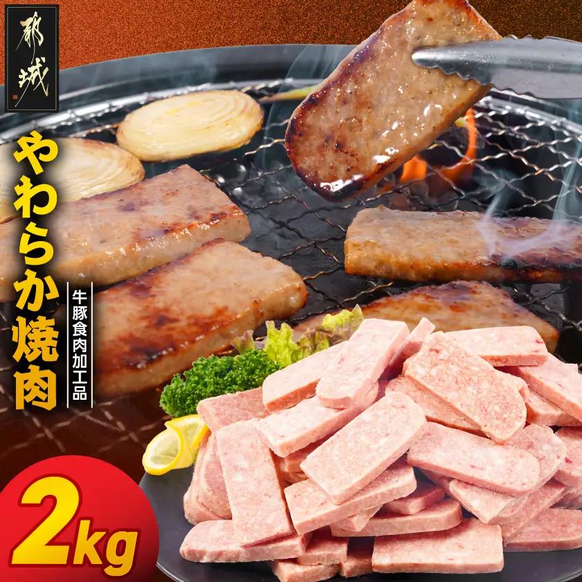 やわらか焼肉2kg【牛豚食肉加工品(成型肉)】〔14-36-003-2kg〕_(都城市) ビーフ 牛肉 冷凍 おかず 焼くだけ