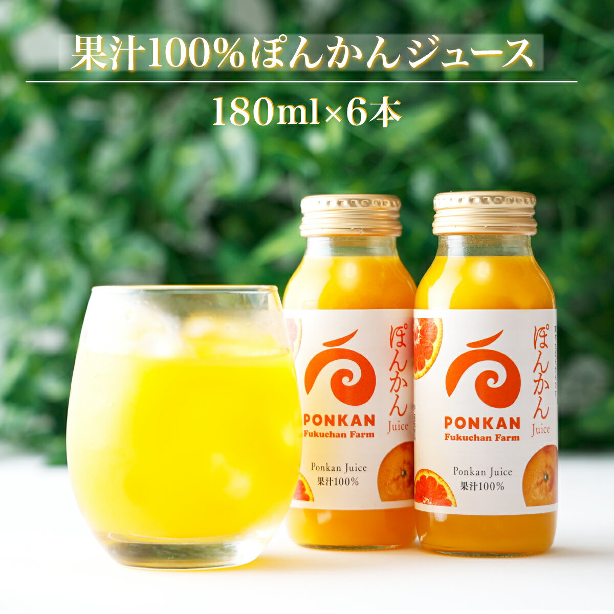 【ふるさと納税】ぽんかんジュース180ml 6本入り 国産 東洋町産 果汁100% フレッシュジュース 酸味 着色料保存料不使用 四国 お取り寄せ フルーツ 果汁飲料 送料無料 F136