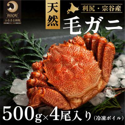 ふるさと納税 利尻町  [2025年2月中旬出荷開始]利尻・宗谷産 冷凍ボイル毛ガニ500g×4尾[No.5888-0605]
