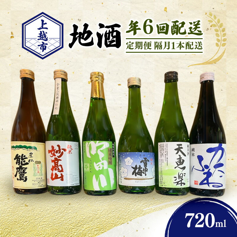 【ふるさと納税】【定期便|隔月1本配送】上越市 地酒 720ml 店主おすすめ 新潟 上越 ギフト 純米 妙高山 吟田川 雪中梅 天恵楽 かたふね 黒松 能鷹