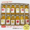 【ふるさと納税】somaringo farm 無添加 まるしぼり りんごジュース 6品種飲み比べセット 180ml 各2本 計12本　【弘前市】　お届け：2024年12月1日～2025年7月31日