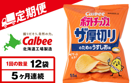 【定期便5カ月】ザ厚切りのための うすしお味 12袋 1箱 カルビー ポテトチップス 《千歳工場製造》