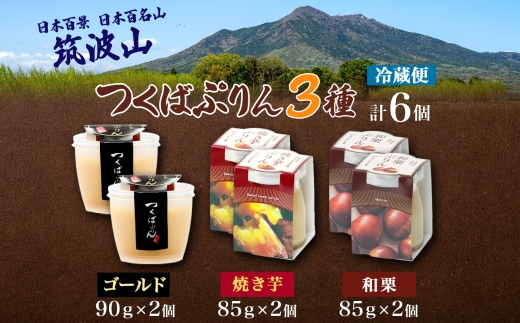 ゴールドぷりん ＆ 焼き芋ぷりん ＆ 和栗ぷりん 各2個 計6個 つくばぷりん プリン ぷりん 焼き芋 焼きいも 焼きイモ いも 和栗 くり クリ 栗 スイーツ 洋菓子 おやつ 和スイーツ 冷菓 デザ