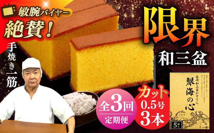 
【全3回定期便】 長崎カステラ 琴海の心 0.5号(5切)×3本 長崎県/琴海堂 [42AACD018]
