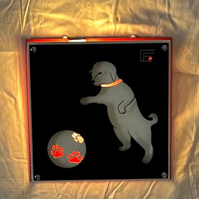 ふるさと納税 山県市 アイアンアートウォールデコ　和風犬　光源あり　赤 |  | 01