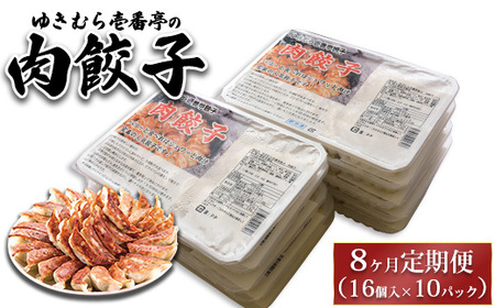 【8ヶ月定期便】ゆきむら壱番亭の肉餃子10パック(160個入り) ※離島への配送不可