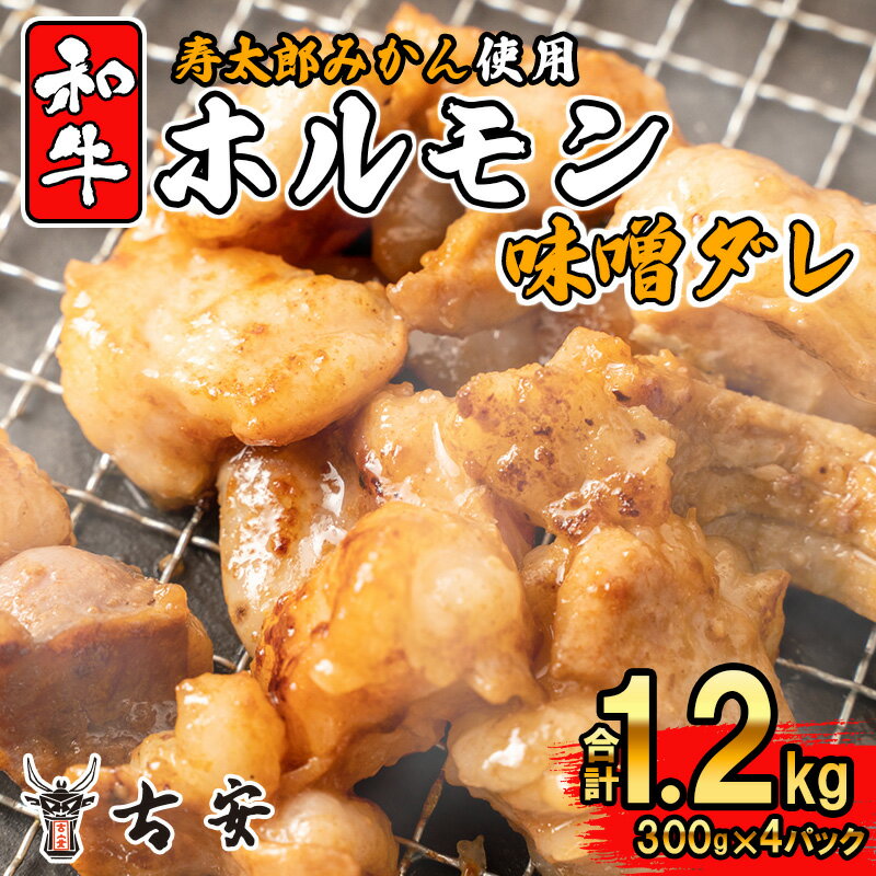 【ふるさと納税】 和牛 ミックス ホルモン 味噌ダレ 1.2kg 300g 4パック 焼肉 小分け 国産牛 バーベキュー BBQ もつ鍋 もつ焼き 牛肉 牛ホルモン 内臓 ミソ味 みそ味 寿太郎 みかん 国内産 贈り物 ギフト 食べ比べ 飲食店 居酒屋 自宅 おうち時間 沼津市 静岡県