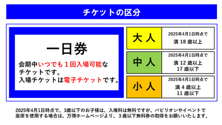 【一日券】（小人）大阪・関西万博　入場チケット
