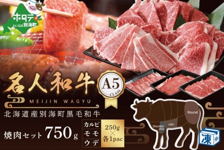 焼肉！黒毛和牛 750g 焼肉用（カルビ・ウデ・モモセット 250g×各1P）【TB0000008】牛肉 国産 和牛 焼き肉（ 牛肉 焼肉 牛肉グルメ 牛肉セット 北海道産牛肉 道産牛肉 黒毛和牛 和牛 人気  ふるさと納税 ）