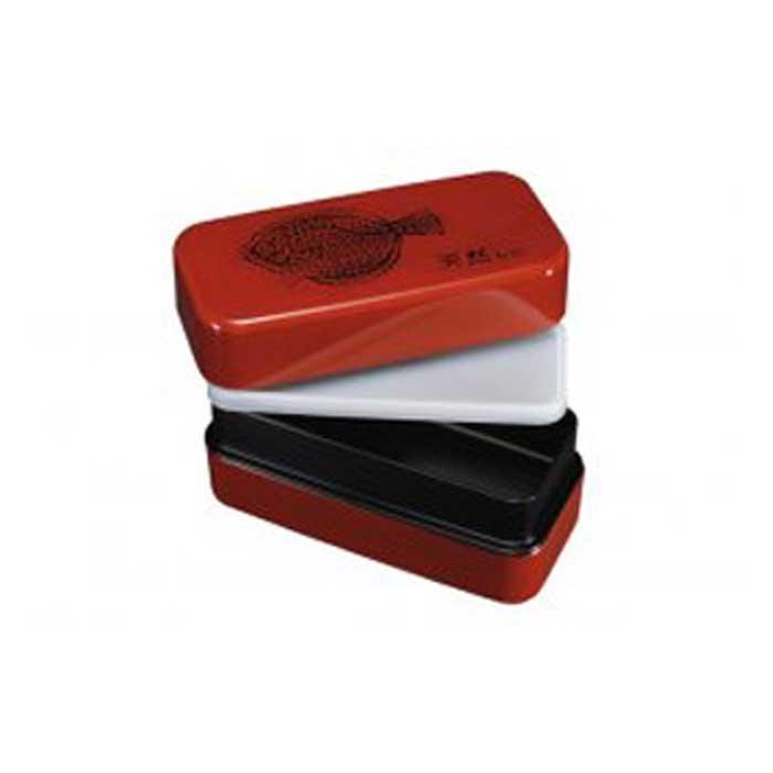 漆器弁当箱 根来塗　ひらめ  長角入子 大【紀州漆器】