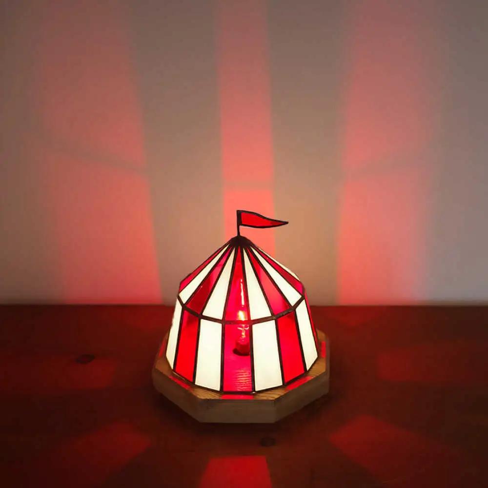 ステンドグラス テーブルランプ サーカステント ファースト レッド ランプ / Nijiiro Lamp ニジイロランプ [BBAD024]