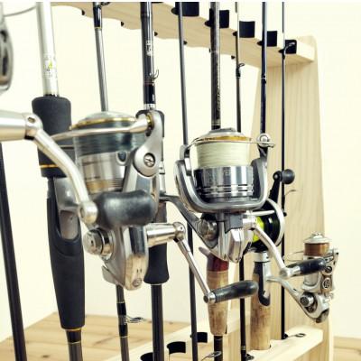 ふるさと納税 横手市 WOOD WORKS ロッドスタンド19本掛け 本体カラー:ナチュラル/フェルトカラー:ブラック |  | 02