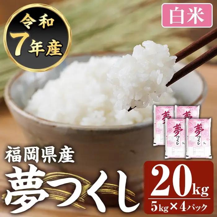 ≪令和8年産≫【白米】【食味鑑定士厳選】福岡県産 夢つくし(計20kg・5kg×4袋) 白米 米 お米 おこめ ごはん ゆめつくし ご飯 常温 福岡県産 ブランド米 常温 常温保存 【ファインリョーコク】as34-002