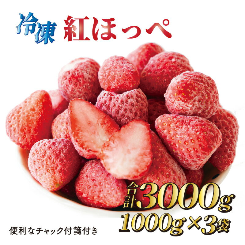 【ふるさと納税】 060-40 森木農園 冷凍いちご3kg 土にこだわる【濃く甘いちご紅ほっぺ】※1kgチャック付き×3袋 / フルーツ 果物 イチゴ 国産
