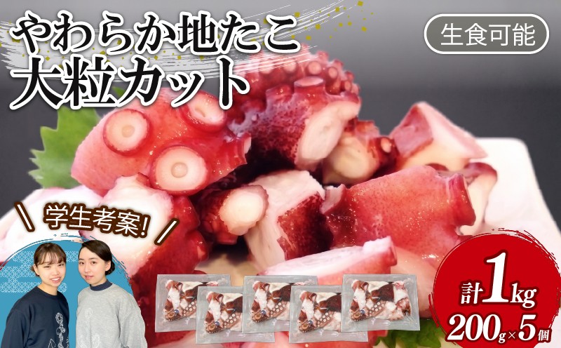 
                  やわらか 地たこ 200g×5 (計1kg) 簡単 小分け 個包装 カット済み ヤナギダコ 生食可 冷凍 お刺身 刺身 被災 震災 火災 災害 支援 岩手県 三陸 たこ 蛸 タコ 大船渡市 サンコー食品
                