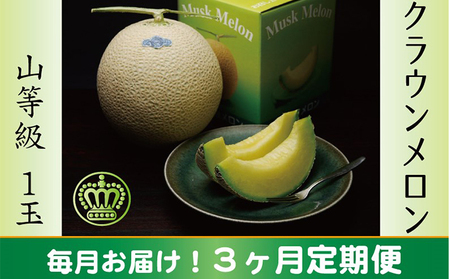 メロン 山×1玉 3ヶ月定期便 果物類 青肉 メロン