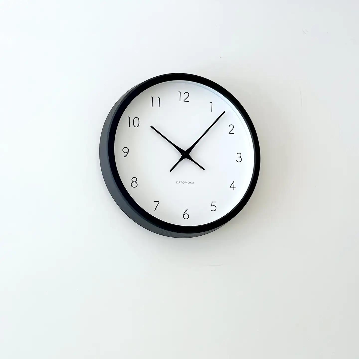 KATOMOKU muku clock 7 ≪km-60BK≫木製掛け時計(ブラック/スイープムーブメント(連続秒針))【B25-BK-1】