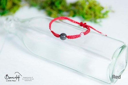富士山溶岩ブレスレット（ワックスコード）【単色】【レッド】～Lava Fuji Bracelet～ アクセサリー 溶岩 ブレスレット ワックスコード 水晶 溶岩石 天然石 ボロシリケイトガラス プレゼ