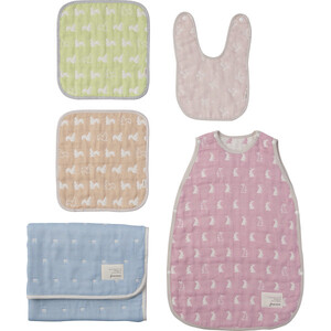 ふわら　ガーゼケット・スリーパー・スタイ・ハンカチセット_化粧箱入：ピンク【G0610】_1493600