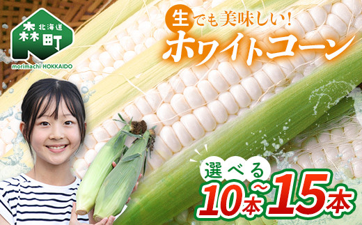 
            【先行予約】【選べる容量】10本・15本 白い とうもろこし ホワイトコーン L～2L 10本 北海道森町産（2025年7月下旬～9月中旬頃に順次お届け） 北海道産 森町産 トウモロコシ とうきび トウキビ 唐黍 野菜 やさい たっぷり 甘い 朝もぎ 期間限定 ふるさと納税 mr1-0874
          