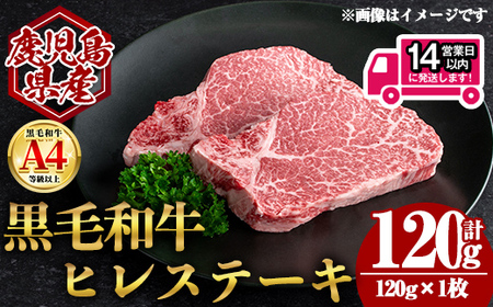 ＜14営業日 以内発送！＞鹿児島県産 黒毛和牛 ヒレ ステーキ (計120g・120g×1) 国産 牛肉【肉のちょーさん】A970