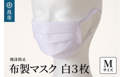 飛沫防止 布製マスク 白3枚セット Mサイズ ナイロン・ポリウレタン製 伸縮性 肌に優しい 肌着 丈夫 長持ち ズレにくい 手作り 布製 病院 介護 マスク 白 白マスク セット