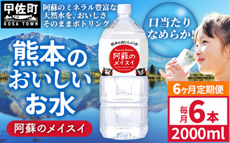 【定期便6ヶ月】熊本のおいしいお水 阿蘇のメイスイ 2L×6本（1ケース）（共通返礼品・御船町） - 飲料水 ミネラルウォーター 軟水 防災 備蓄 ローリングストック
