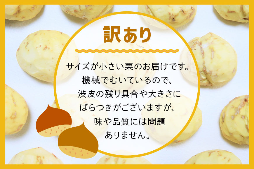 【2026年先行予約】【訳あり】 小粒 荒むき栗 1kg 数量限定 訳あり 訳アリ 栗 むき栗 国産 和栗 くり クリ スイーツ 果物 フルーツ 栗きんとん モンブラン 栗ご飯 栗ごはん 秋 旬 ギフ