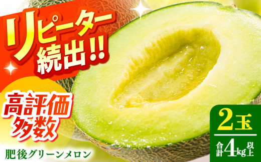 メロン【2026年6月中旬～発送】肥後 グリーンメロン 大玉 2玉 (合計4kg以上) / メロン めろん melon 舐瓜 めろん メロン メロン 果物 くだもの フルーツ 青肉 デザート 贈答 ギフト メロン めろん 青肉 糖度 2玉 果物 くだもの フルーツ ふるーつ 旬 高級 ギフト / 南島原市 / 長崎県農産品流通合同会社 [SCB063]