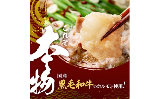 国産黒毛和牛ホルモン もつ鍋セット【醤油味】(2～3人前) 黒毛和牛 肉 牛肉 国産 もつ鍋 モツ鍋 ホルモン タレ 鍋 焼肉 バーべキュー 小分け p9-055