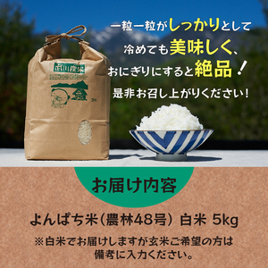 【令和7年度米】武川小学校5年生と作った よんぱち米（農林48号）5kg 米 白米 減農薬 特別栽培米 有機肥料 希少 数量限定 山梨県 北杜市 武川町 ブルーゲート [h309]
