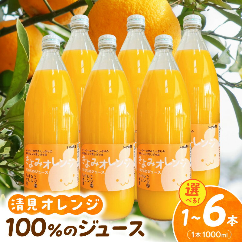 【ふるさと納税】清見オレンジ 100%果汁 1000ml 選べる 内容量 1本 2本 3本 6本 ストレート 採れたて新鮮 果汁 オレンジジュース 柑橘 清見 甘み 酸味 バランス 飲みやすい ジュース 飲料 常温 お取り寄せ 和歌山県 湯浅町 送料無料