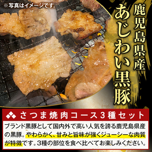 K-367-A かごしま味わい黒豚 さつま焼肉コース(合計900g)【KNOT】霧島市 ロース バラ モモ 焼き肉 ヤキニク 豚肉 国産 鹿児島県産 肉 精肉 小分け セット 食べ比べ
