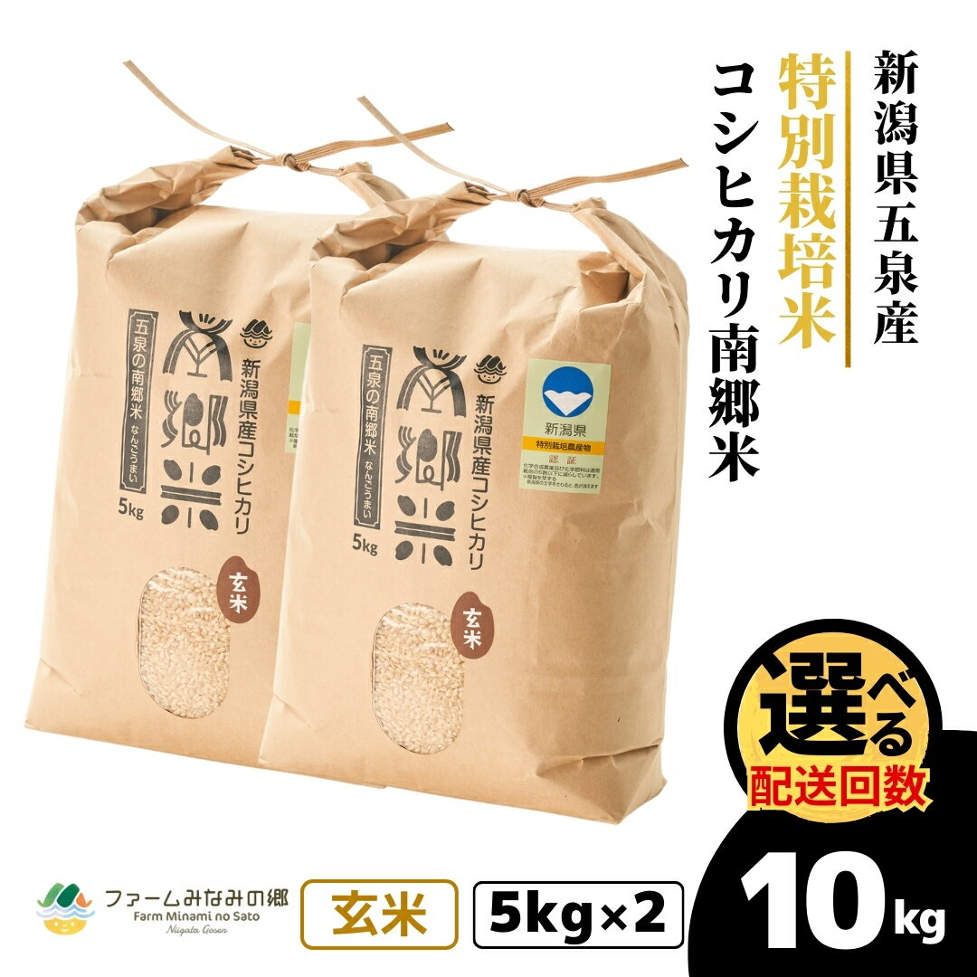 【ふるさと納税】 令和7年産 玄米 10kg ( 5kg × 2袋 ) 五泉産 コシヒカリ 南郷米 特別栽培米 選べる回数 | げんまい こしひかり お米 おこめ コメ こめ 新潟県 五泉市 ファームみなみの郷