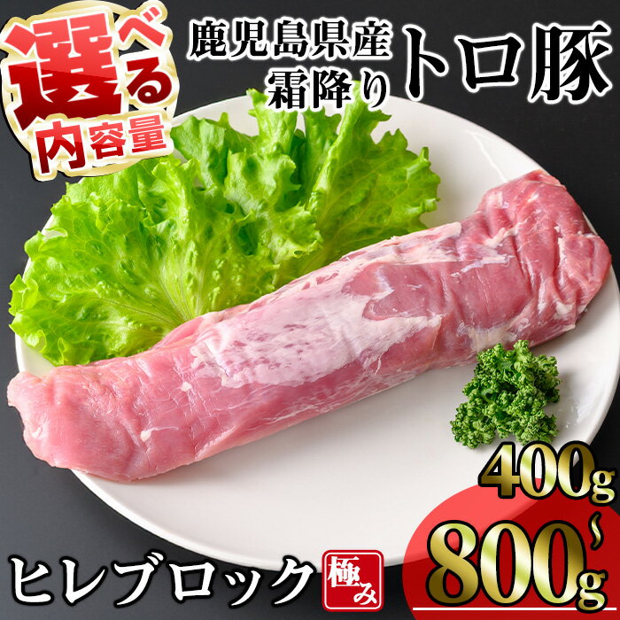【ふるさと納税】＜内容量が選べる！＞鹿児島県産霜降りトロ豚 極みヒレ肉 (400g～800g) 豚肉 鹿児島県産 豚 極み 冷凍 ヒレ ブロック ヒレ肉 霜降り【KNOT】