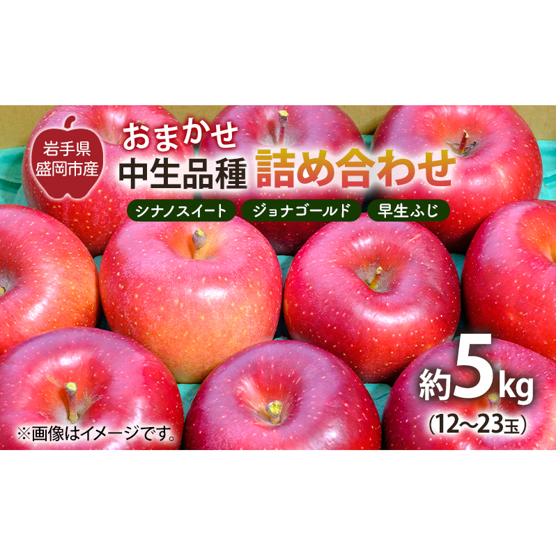 盛岡から「農で人をつなぐ」藤与果樹園：おまかせ中生品種詰め合わせ（シナノスイート、ジョナゴールド、早生ふじ、ぐんま名月、もりのかがやき等から2種以上）5kg