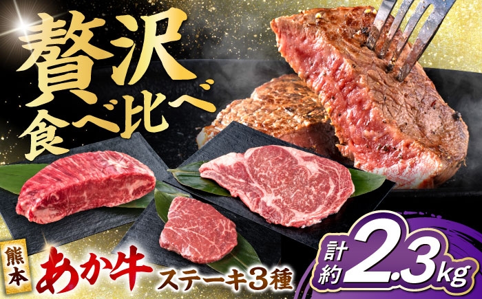 
            熊本 あか牛 ステーキ 食べ比べ 3種セット（ミニステーキ・ヒレステーキ・ロースステーキ） 各5枚 計約2350g 熊本県産 牛 ミニ ヒレ ロース 肉 【合同会社 たべたせいか】 熊本県産 牛 ミニ ヒレ ロース 肉 赤牛 牛肉 柔らかい 希少部位 赤身 ヒレステーキ ロースステーキ  熊本 九州 国産 [AYCB090]
          
