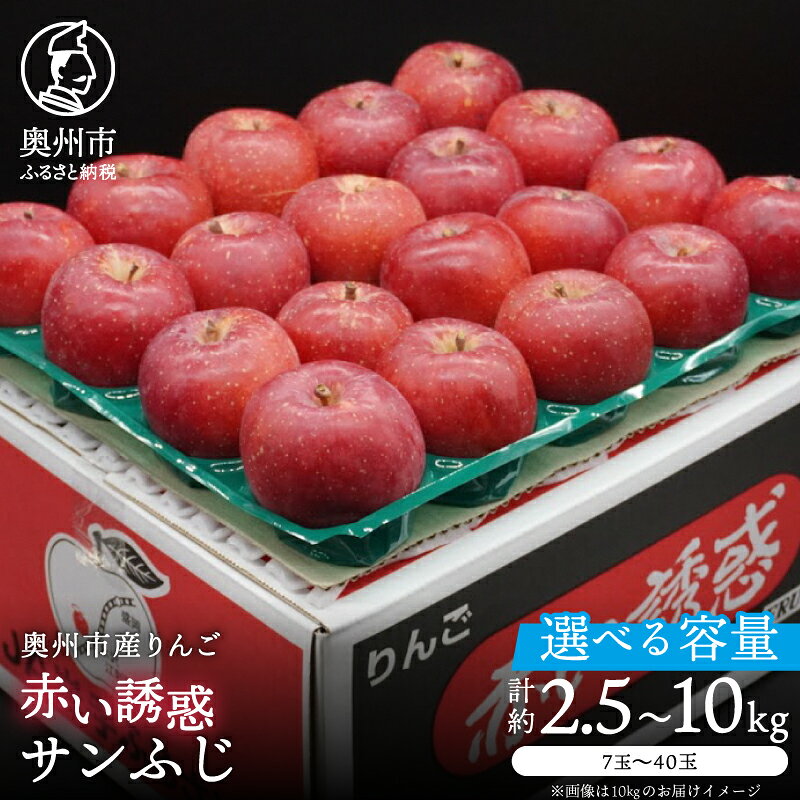 【ふるさと納税】 奥州市産りんご 赤い誘惑「サンふじ」 約2.5kg～10kg (7～40玉) 選べる容量 厳選 林檎 りんご サンフジ フルーツ 果物 期間限定 数量限定 自宅用 家庭用 贈答 ギフト [AQ077]