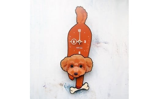 D-139F4 プードル(レッド)-犬の振り子時計花04.YELLOW C-CD-139A