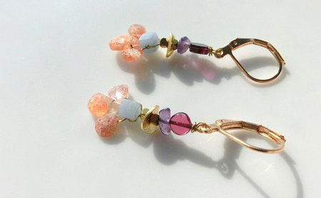 Helio flower ピアス アクセサリー 1個【シンプル サンストーン ヘリオライト クール シャープ 可愛い ギフト プレゼント ハンドメイド 手作り  職人 上品 華やか  ドレス 大人の雰